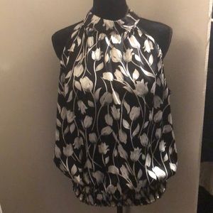 Cato Halter Black and White Tulip Print Top 22/24